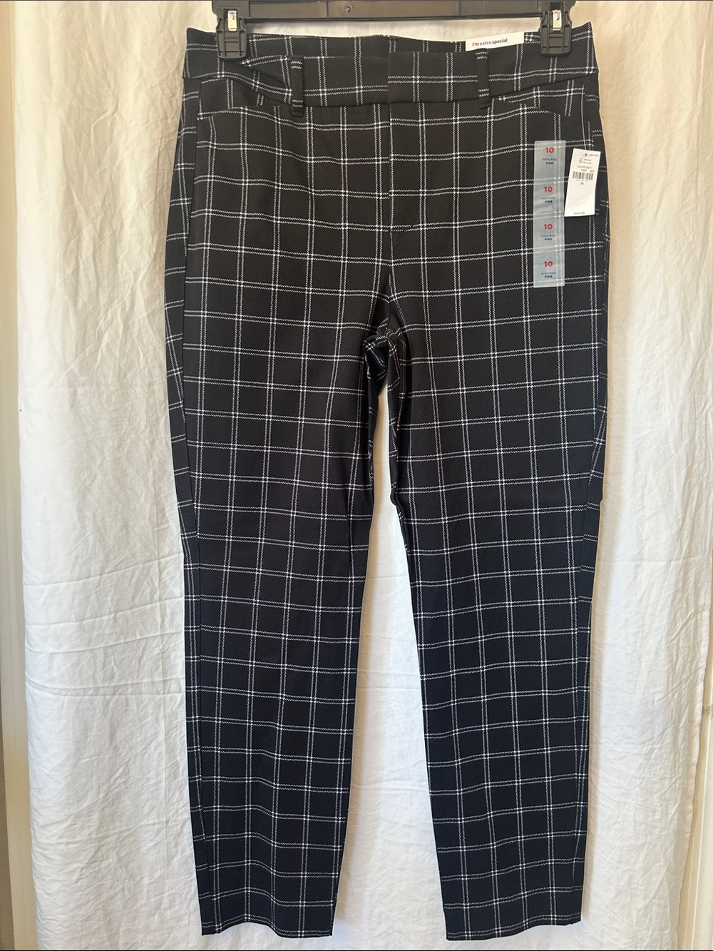 Old Navy Black Windowpane Stretch Dress Pants